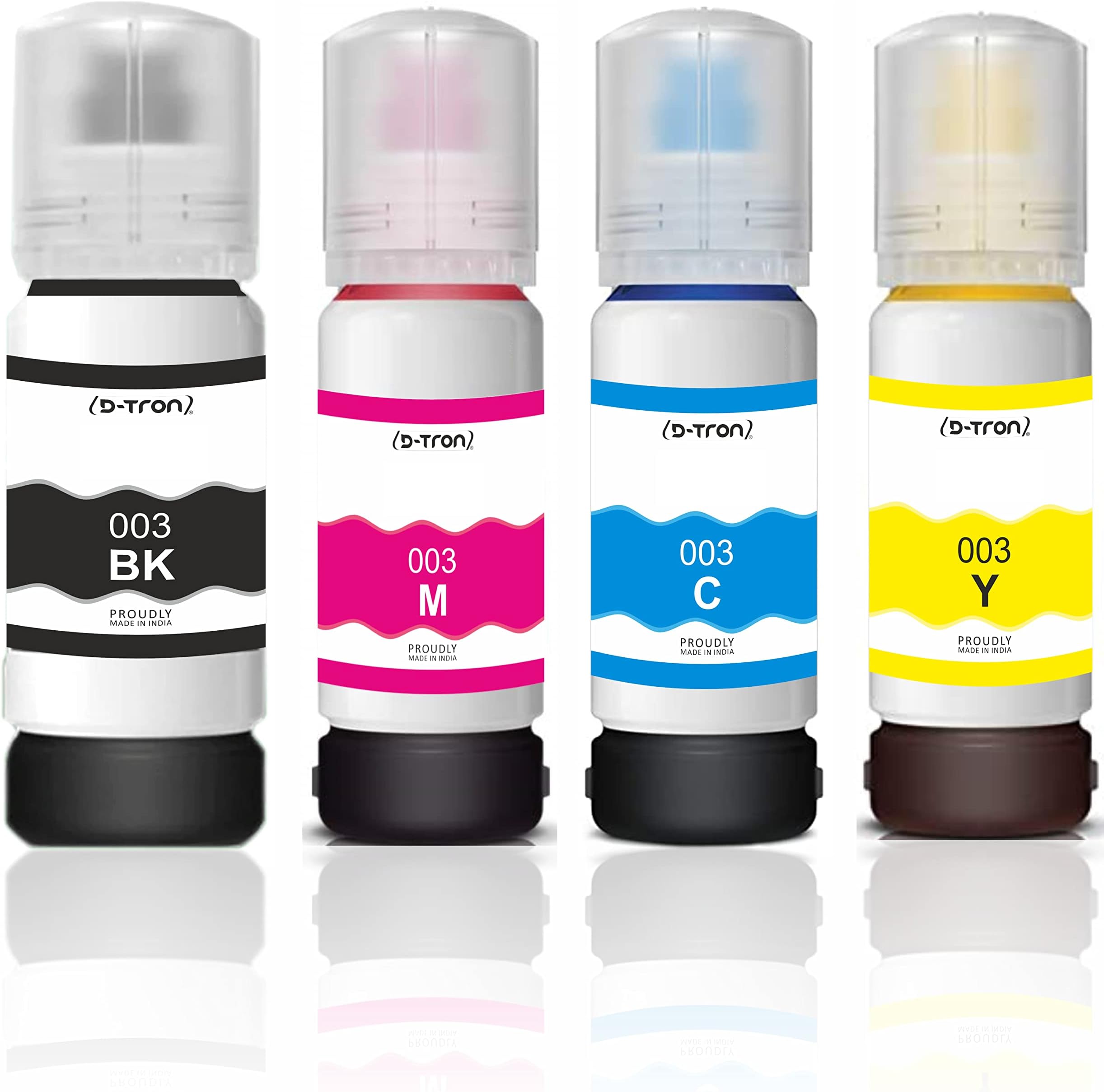 D-tron003 Multicolor Ink Bottle Compatible for Epson L3110, L3150, L3250, L3252 L3115, L3116, L3101, L3210, L3215, L3216, L3151, L3152, L3156, L5190 Printer B/C/Y/M (70ml )