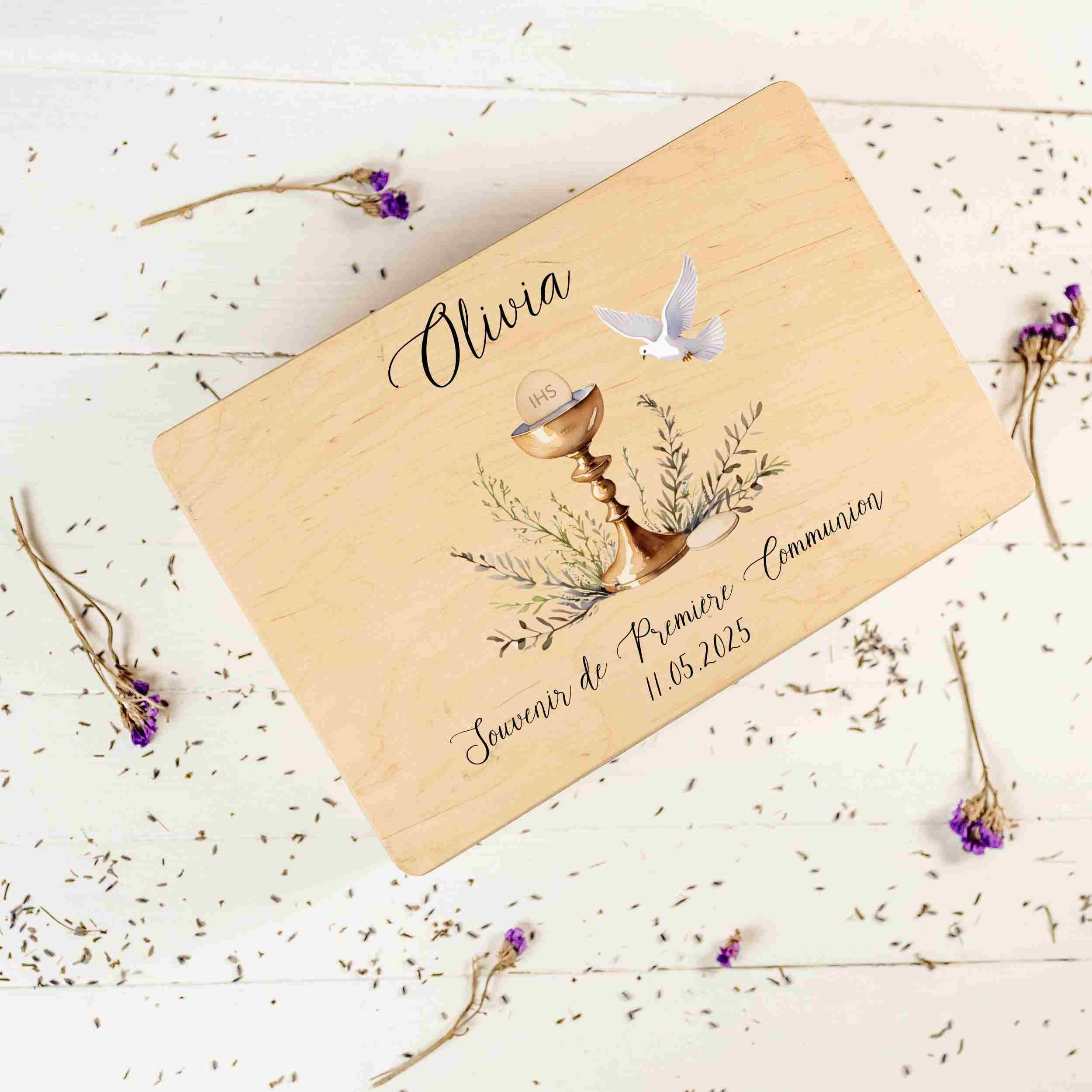 Creative Deco Personnalisé Première Communion Cadeau Boite | Boîte à Souvenirs en Bois pour Garçon et Fille | Personnalisés - Calice | Personnalisable Idée Coffret Décorations