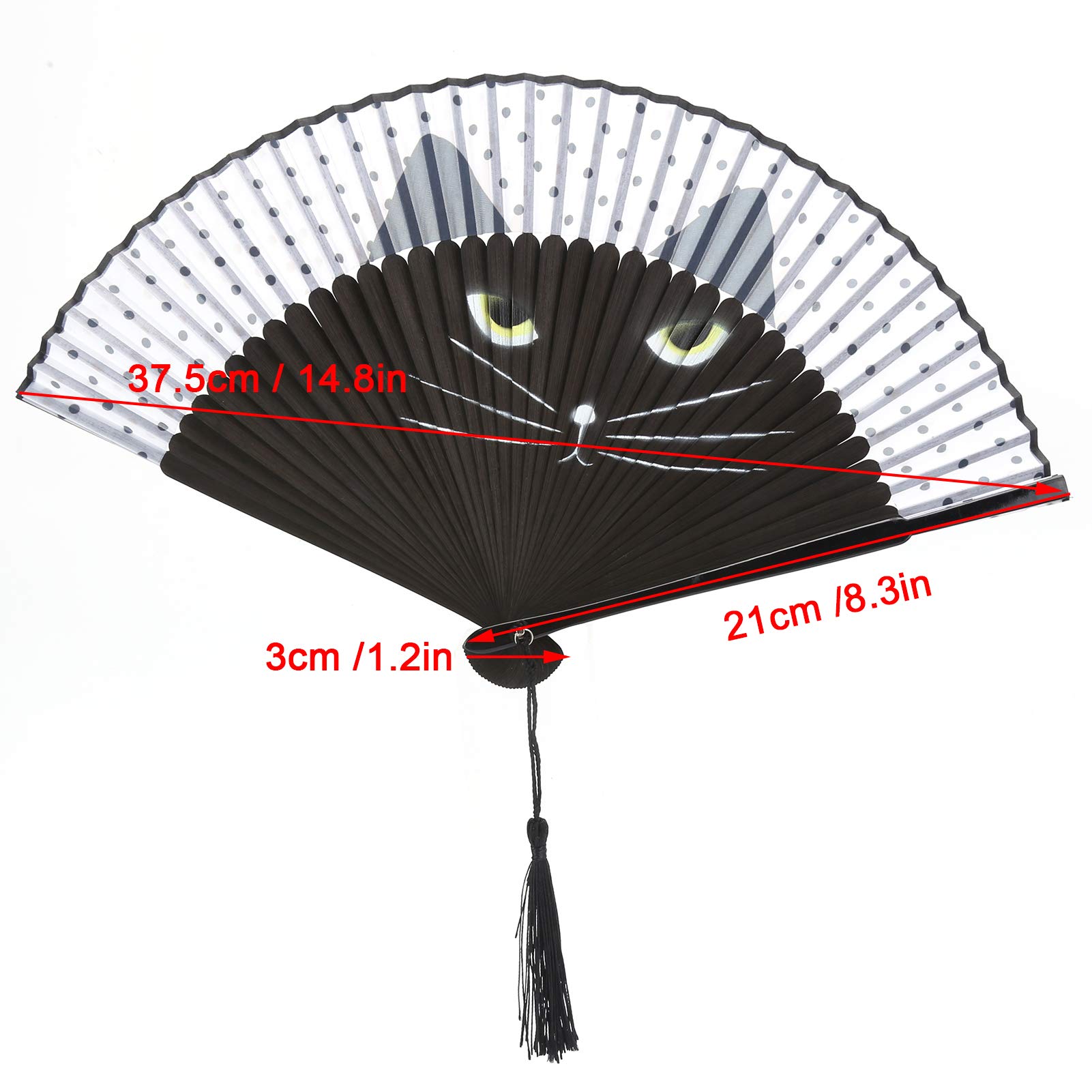 TOPINCN Klappbarer Katzenfächer Bemalter Tintenstrahl Im Japanischen Stil Cartoon Hand Hochzeit Tanzen Kirche Geschenke Klappbarer Kung-Fu-Fächer Im Japanischen Stil