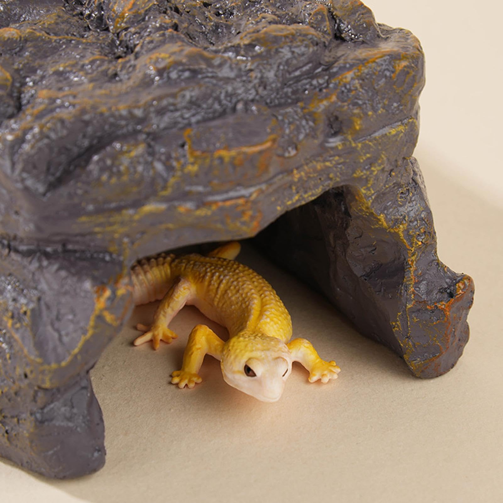 Heizfelsen für Reptilien – Simulationsstein aus Kunstharz mit beheizter Eidechsenszene für Reptilien | Haut und Höhle für Reptilien, Tankzubehör, Wohndekoration für