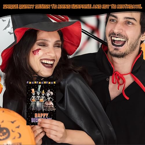 Miniatura 3 de WhatSign Tarjeta de cumpleaños de Halloween, diseño de esqueleto de feliz cumpleaños, tarjetas de Halloween, regalo para mujeres y hombres,