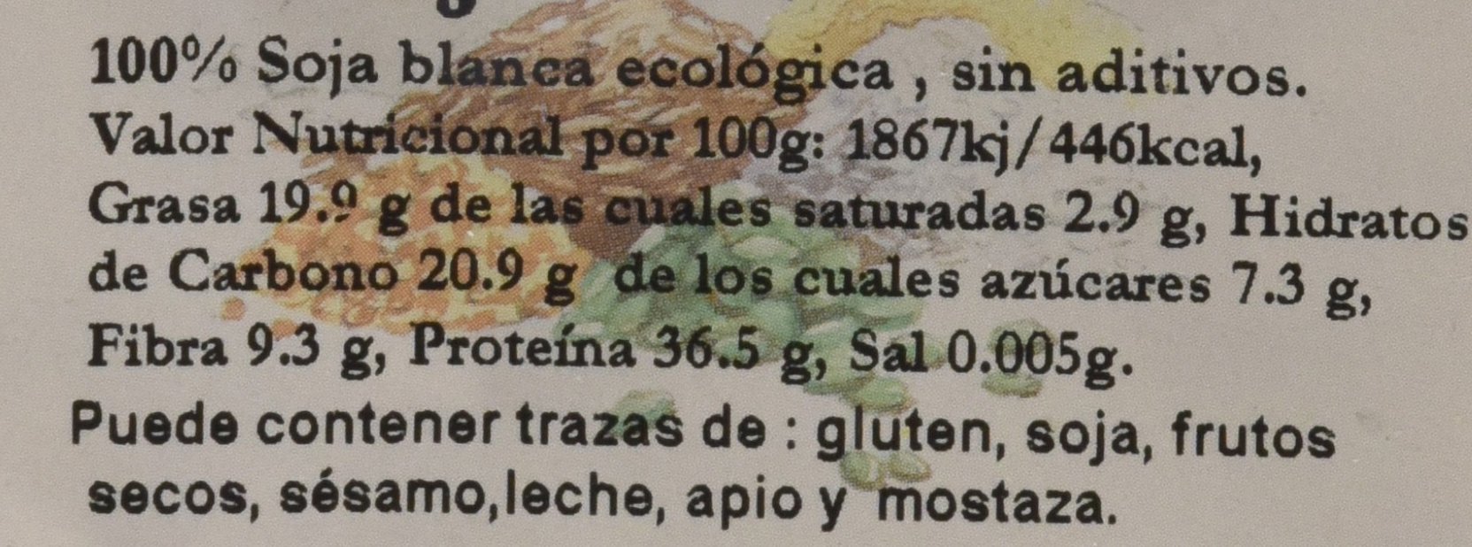 Bionsan Soja Blanca de Cultivo Ecológico - 12 Paquetes de 500 gr - Total: 6000 gr