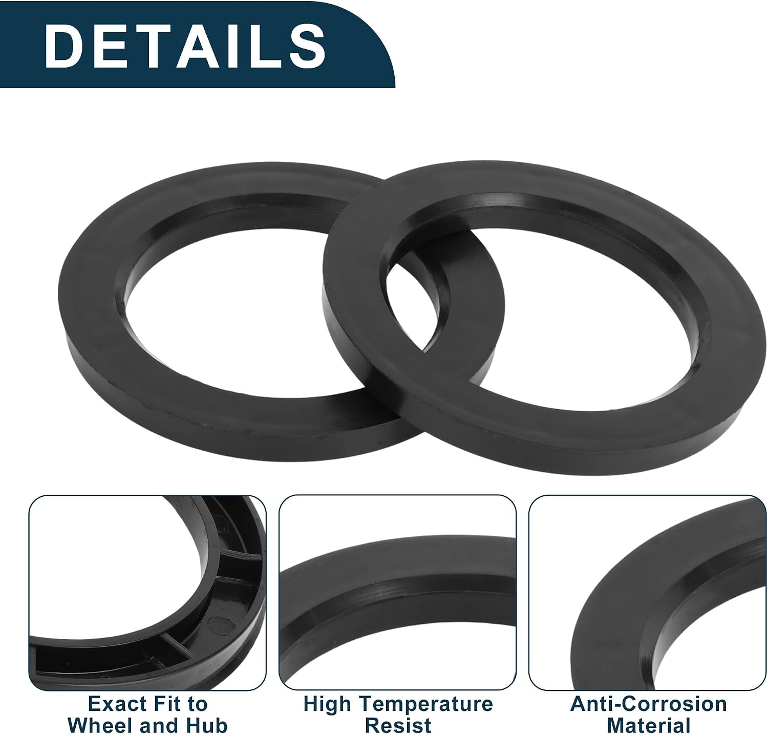 Car Wheel Hub Centric Rings Durable Wheels Center Shaft Shock Absorbing Hubrings Black 2 Pcs OD 110.1mm to ID 78.1 mm Polycarbonate