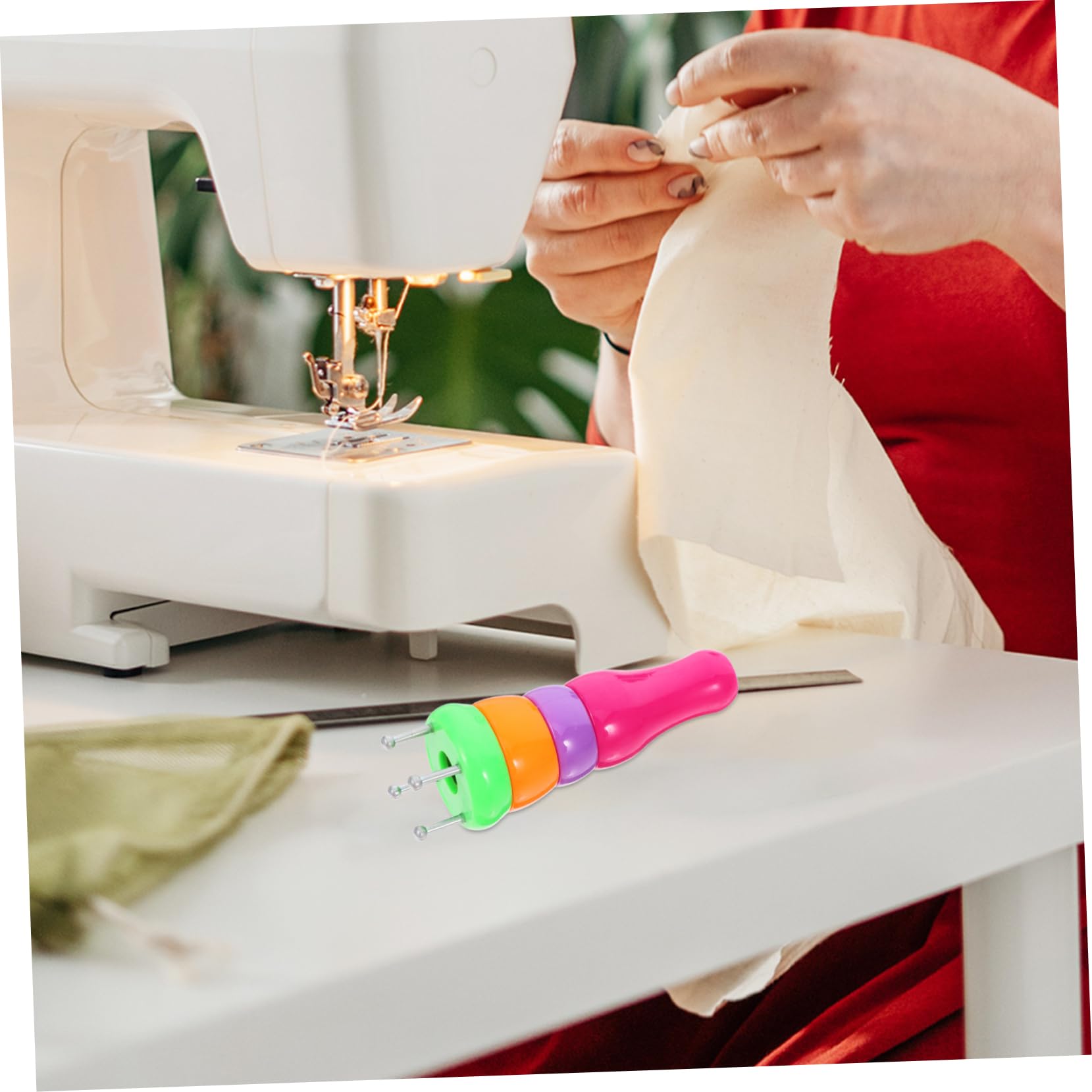 HAPINARY 2sets DIY Weaving Tool Yarn Spool Knitting Machine 4 Spool Needles 2pcs*2