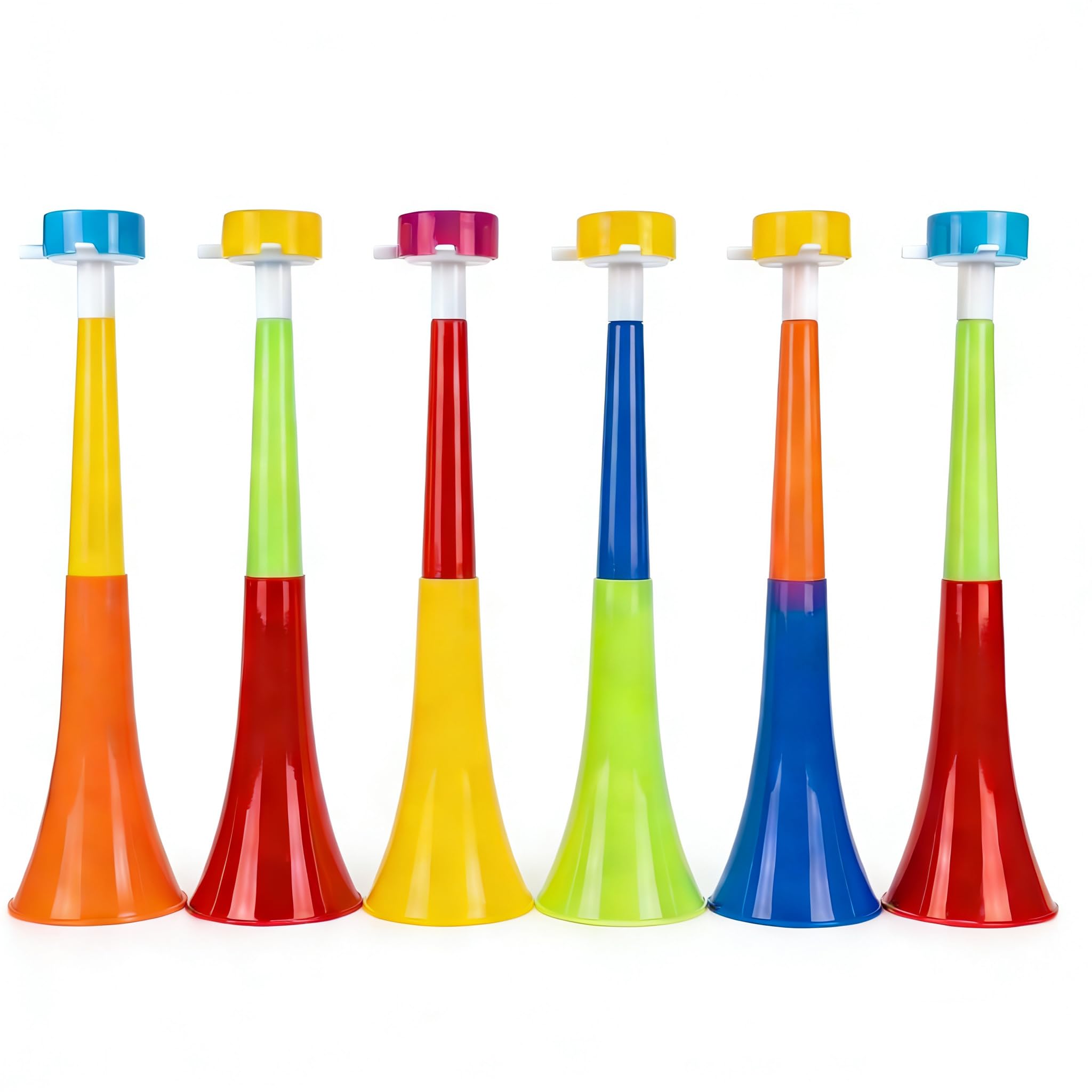 Lot de 6 klaxons de stade extensibles Vuvuzela, 27,9 cm, grand fabricant de bruit pour ventilateurs, klaxon de soufflage en plastique pour hayon, fournitures de fête et accessoires