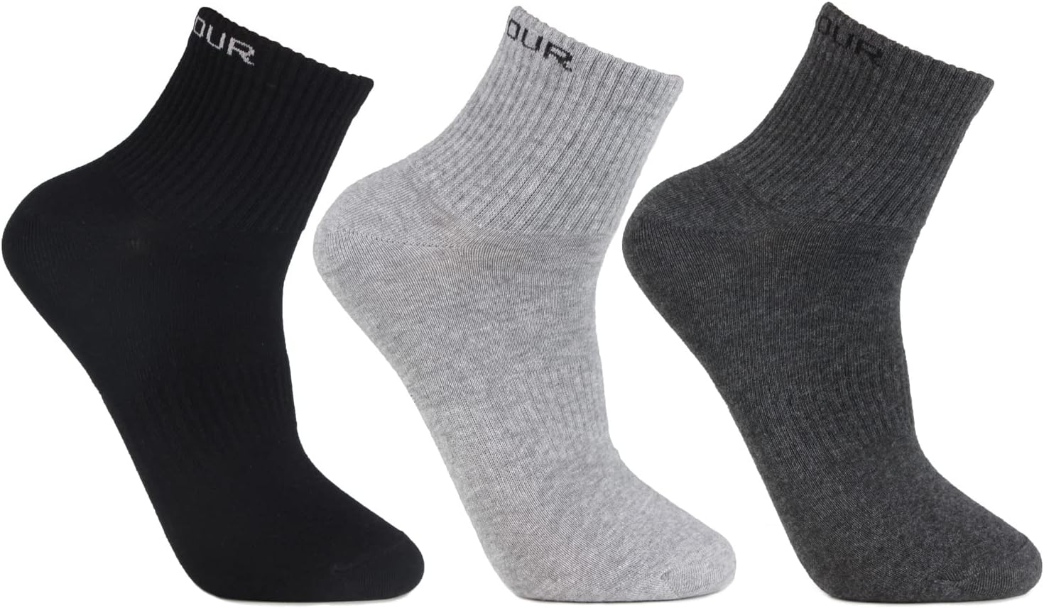 Bonjour Men's Cotton Ankle Sports Socks - Pack Of 3, Free Size