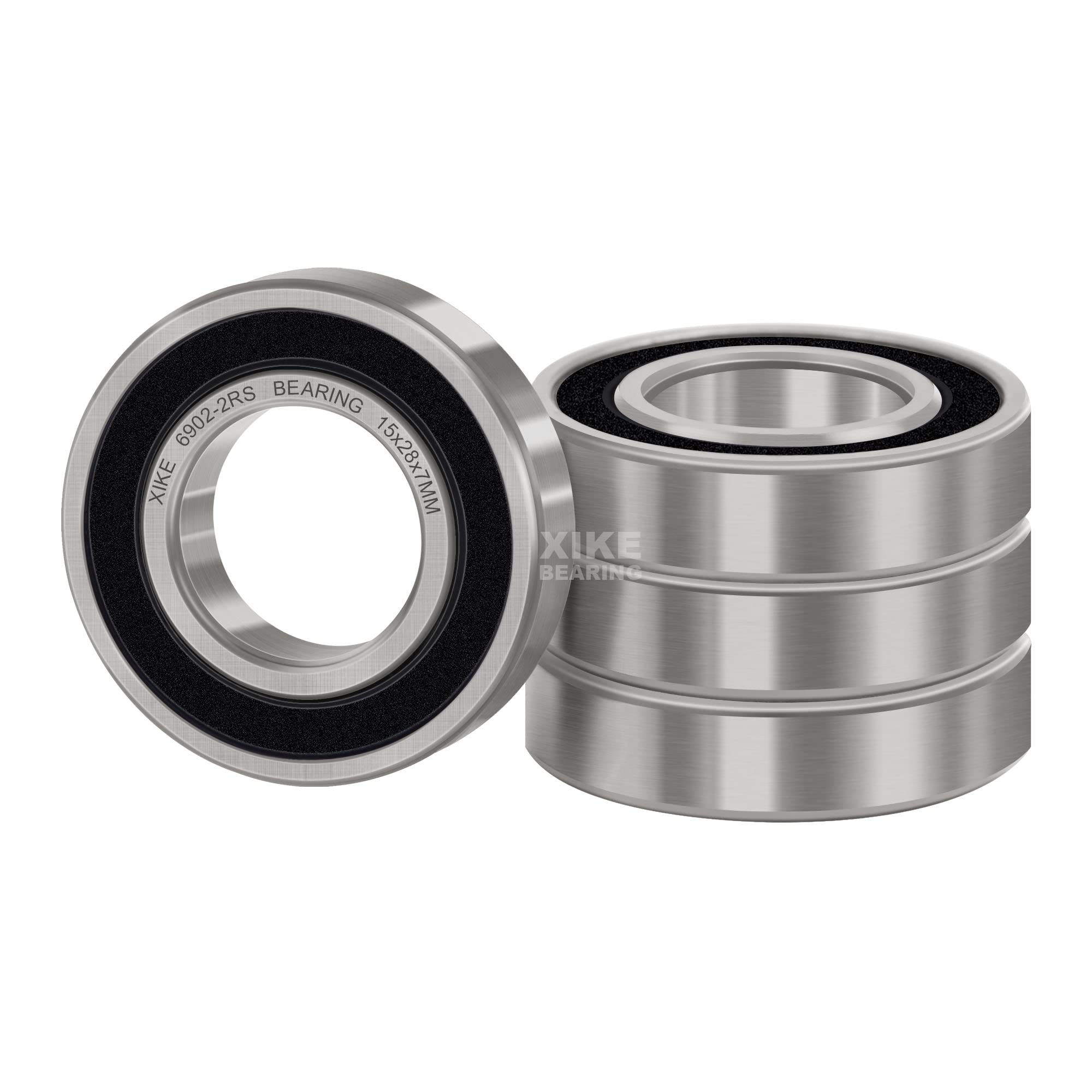 XiKe 6902-2RS Łożyska kulkowe 15x28x7mm Gumowe uszczelnione 6902RS Stal chromowa łożyska kulkowe zwykłe, 4 szt.
