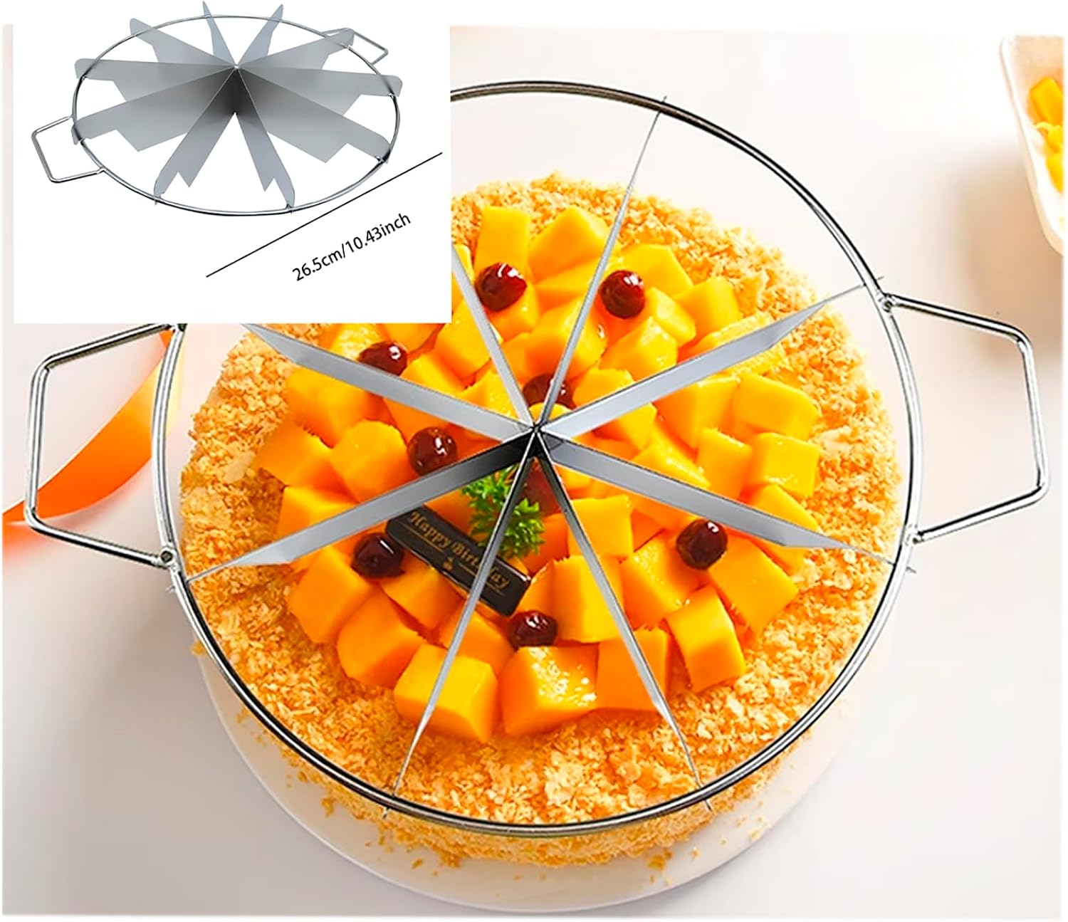 1 PCS Pie Cutter 10 Slice Stainless Steel 10 Inch Cake Slicer with 10 Equal Slices (Silver)