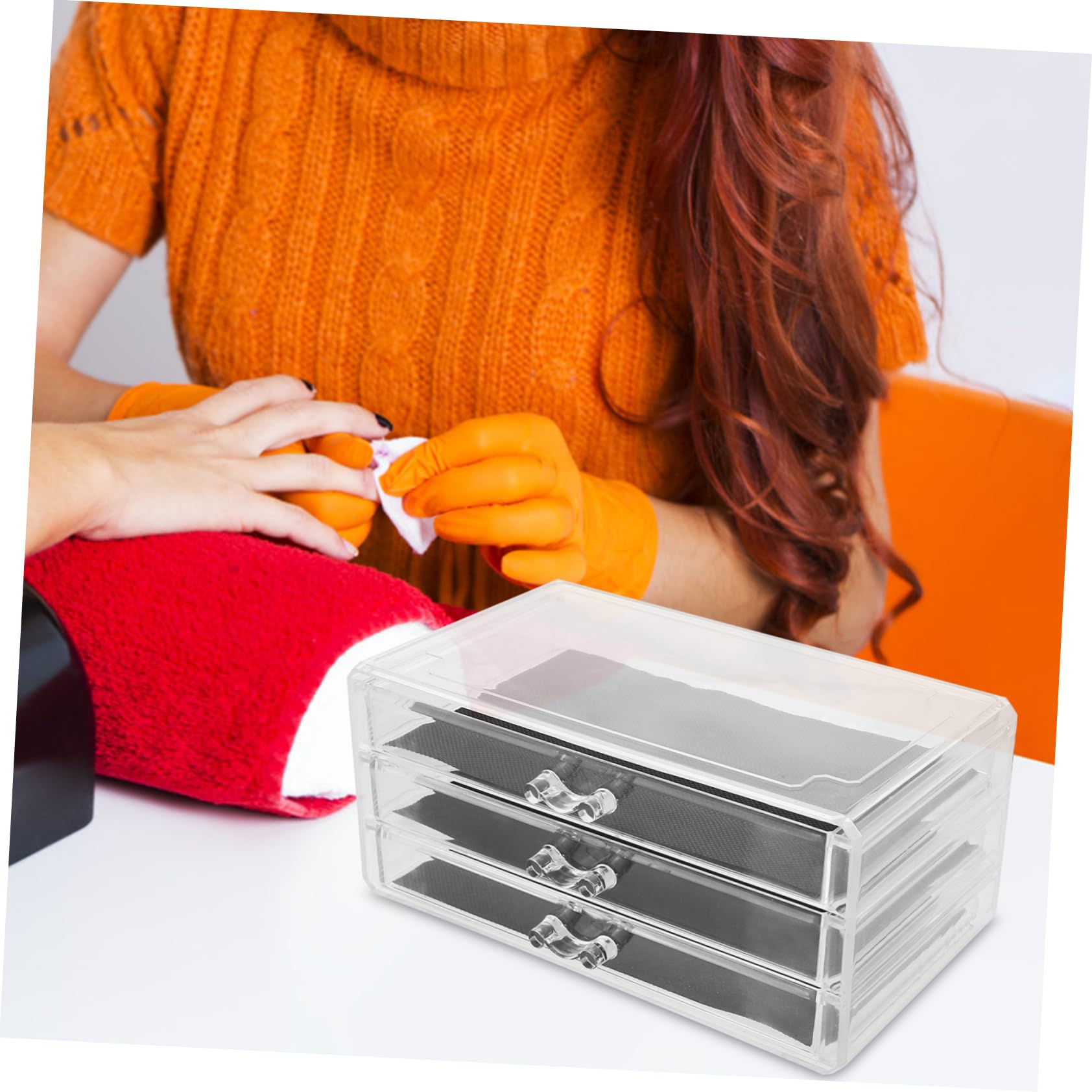 KOMBIUDA Caja Organizadora de Acrílico Transparente para Almacenamiento de Nail Art Accesorios y Joyería Diseño Apilable para Profesional y Doméstico