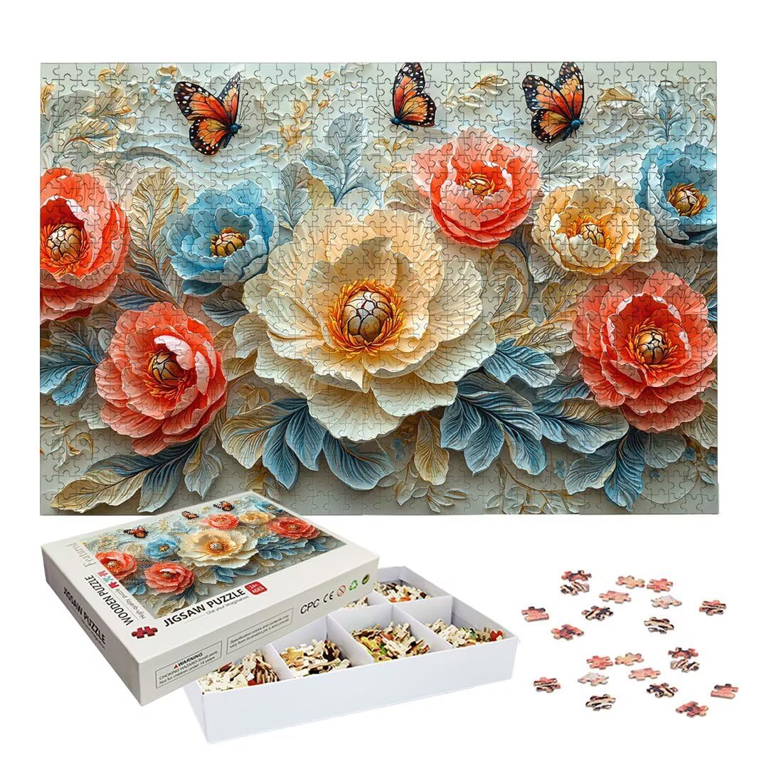 Puzzle 1000 Piezas, Puzzle Rosa de Madera para Adultos, Regalos -2550