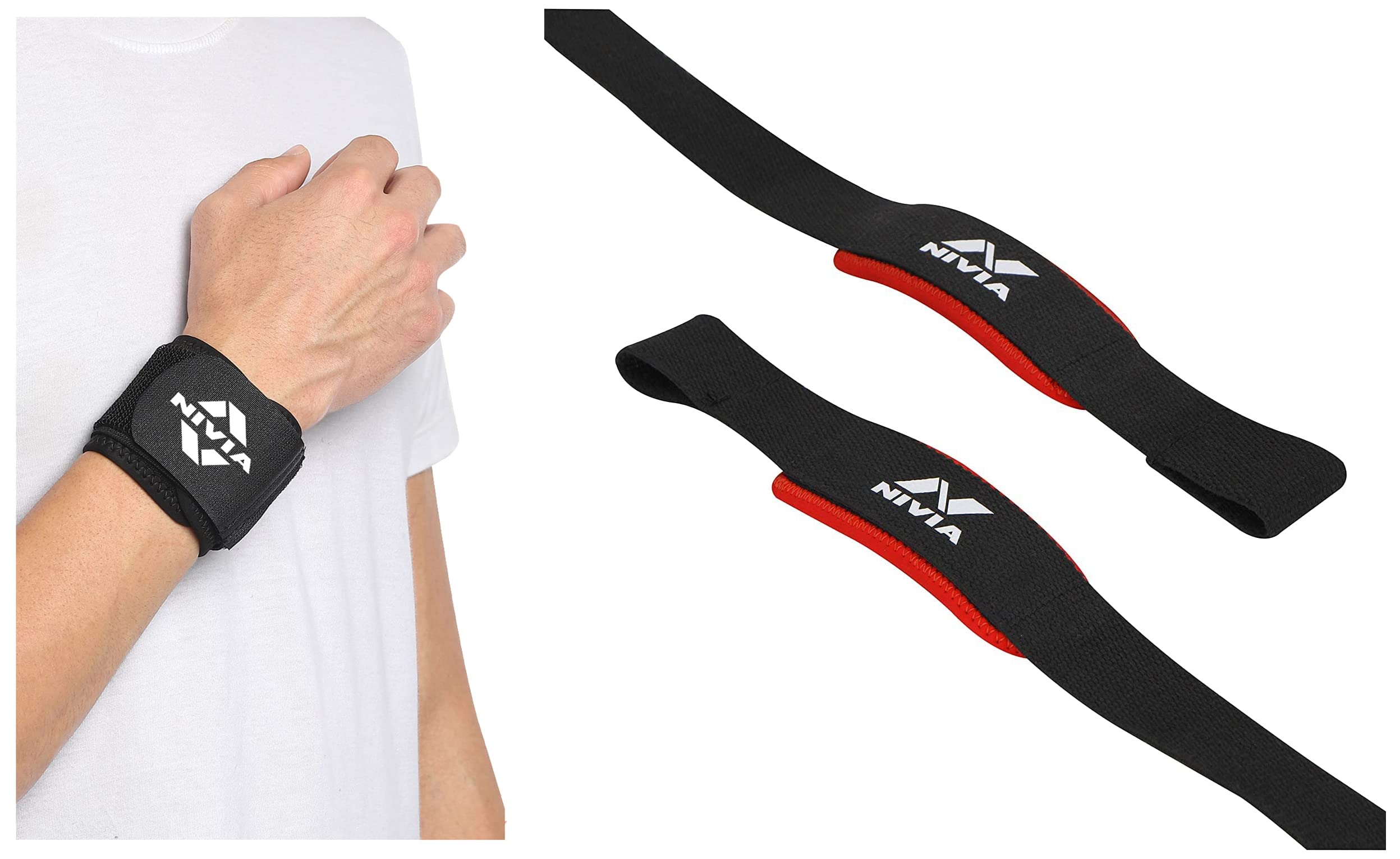 Nivia 11043 Neoprene Padded Weight Lifting Gym Bar Straps, Free Size (Black) & Nivia Wrist Support, Pack of 2 (Black), Neoprene (B0BB6PLHTX) Amazon Price History, Amazon Price Tracker