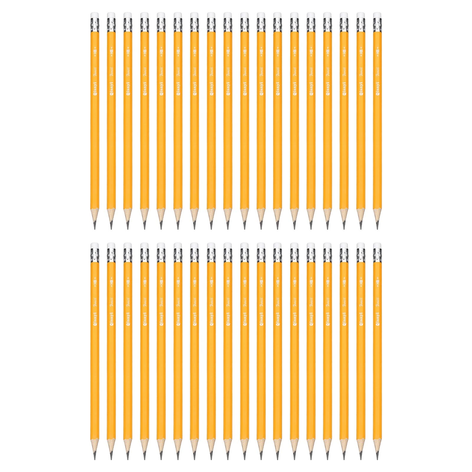 PATIKIL 36Pcs Wood Pencils, Hexagonal Black HB Graphite Pencil Set Pre-sharpened Erasable with Eraser for Daily Home Office Classroom Writing Marking Study Note Supplies, Yellow