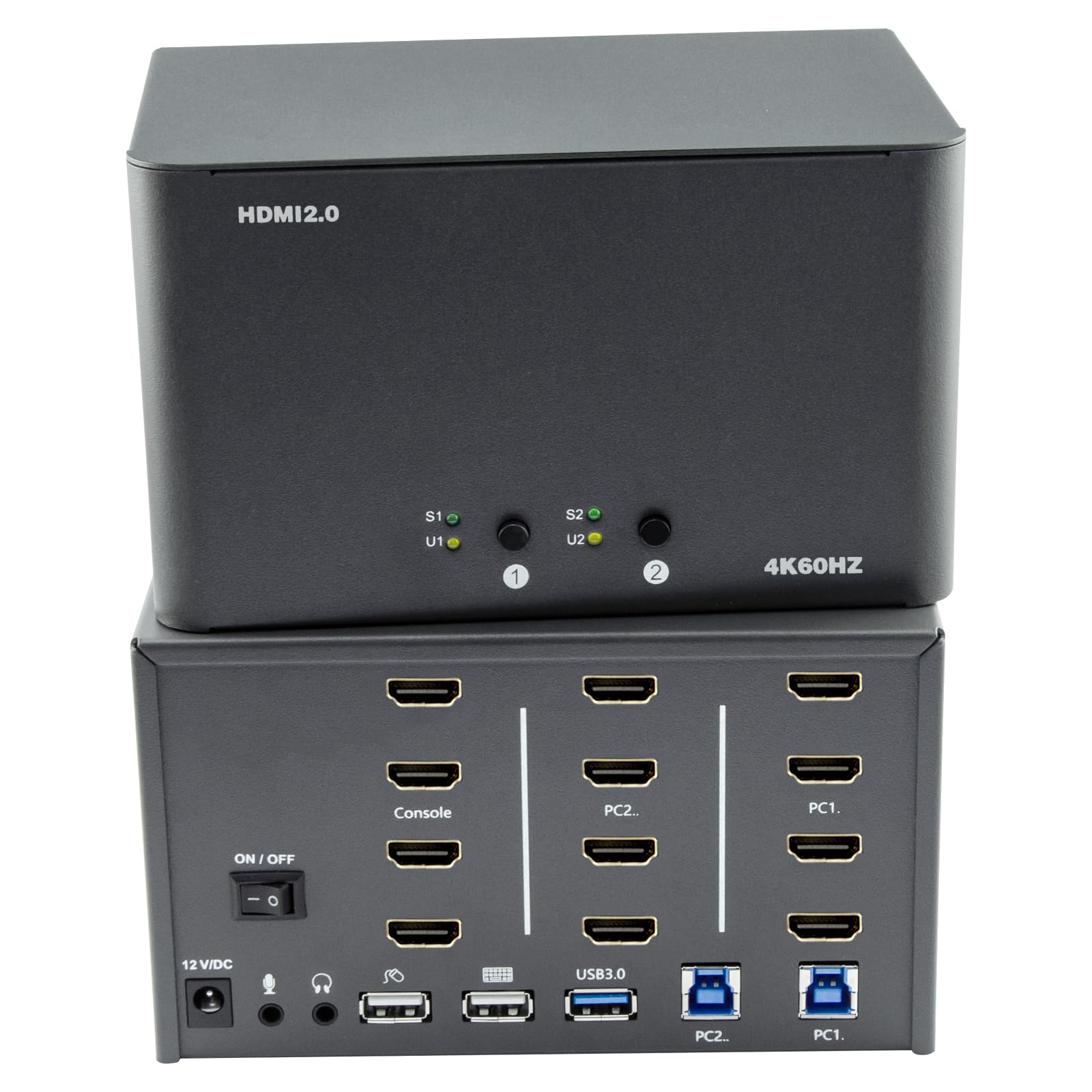 KVM Switch 4 Monitors 2 Computers, HDMI 4K@60Hz KVM Switch with USB3.0, 2 Computers Share One Set of Keyboard, Mouse and Monitors, Supports Windows/Mac/Linux