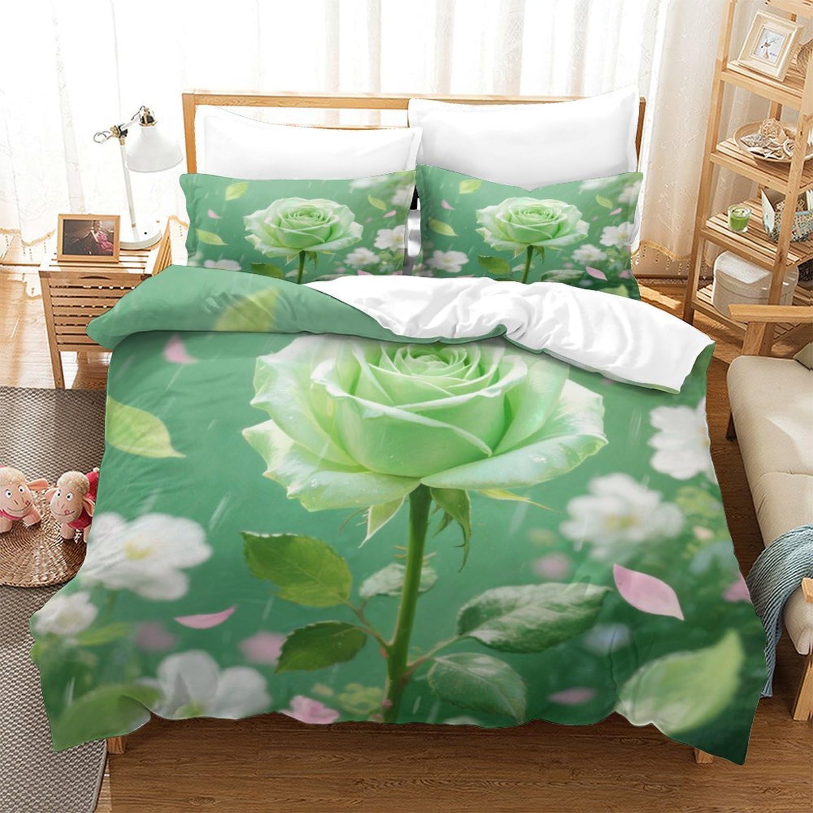 Housse de couette rose 3D pour chambre d'enfants et adolescents, linge de lit doux super king
