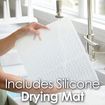 PopYum Gray Space Saving Drying Rack with Silicone Mat