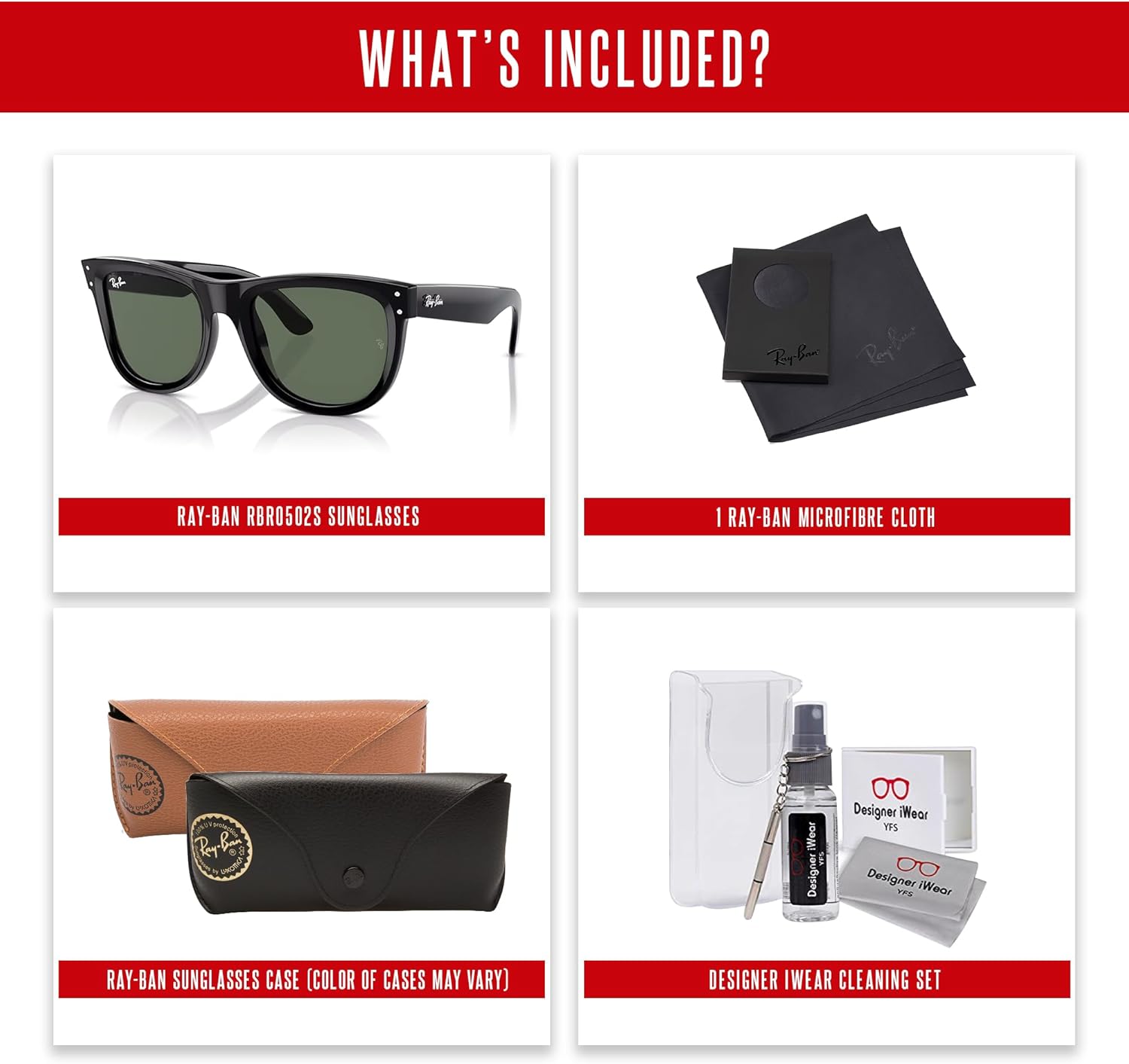 Ray-Ban Wayfarer Reverse RBR0502S Square Sunglasses for Men for Women +BUNDLE with ACCESSORY EYEWEAR KIT - Image 5