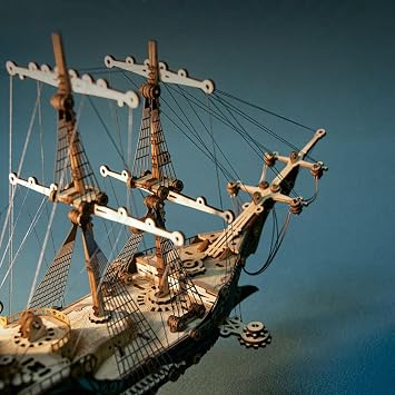 Ship 3D Wooden Puzzle for Adults, 3D Wooden Ship Model Building Kit, 3D Pirate Ship Puzzle Kit Steampunk Wooden Puzzle Ship Jigsaw Puzzle Assembly Model DIY Craft Kit Gift