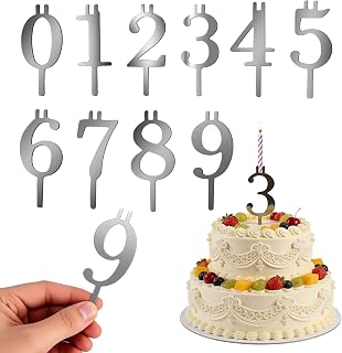 Reusable Number Birthday Candle Holder Set, Stainless Steel Number Candle Holders for Cake, Digital Decorative Birthday Cake Candle Holders for Birthdays Anniversary Celebrations Weddings