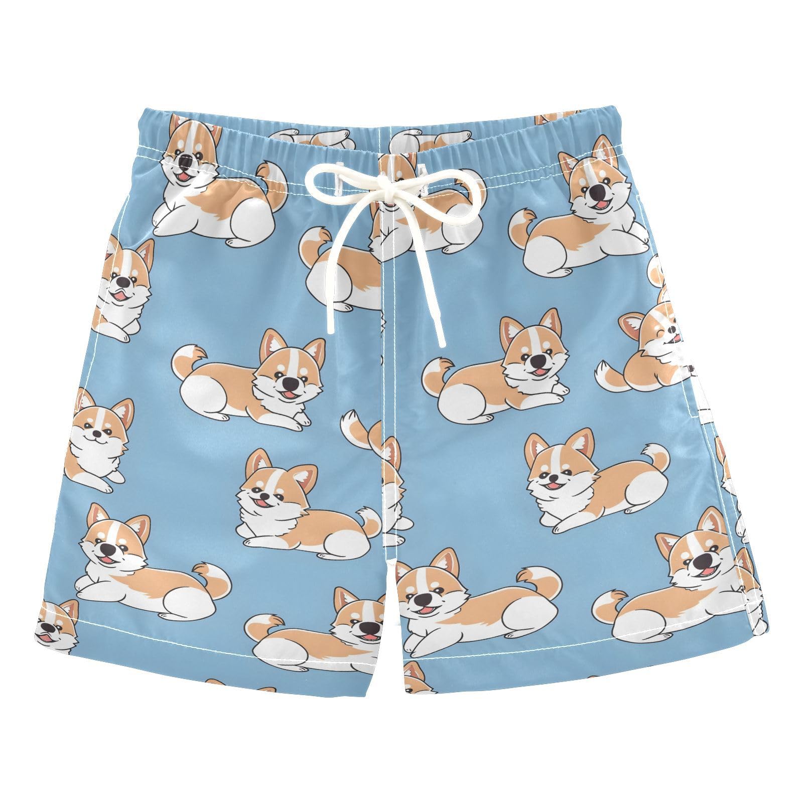 ALAZA Cute Puppy Animal Dog Pug Blue Boys Quick Dry Beach Board Shorts Kids Swim Trunks Bathing Suit Swimsuit 2T