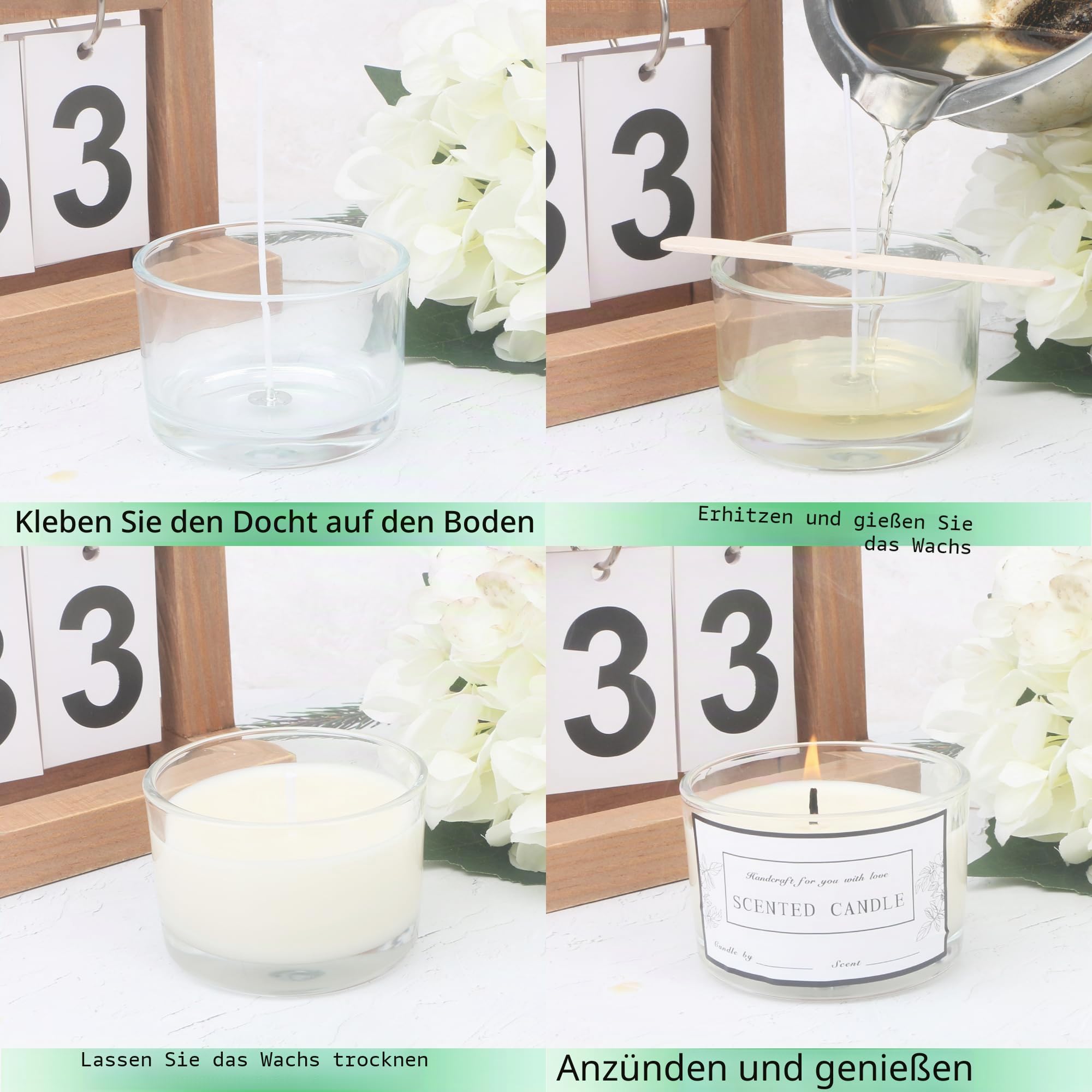 MILIVIXAY Klar Glas-Kerzengläser mit Deckel und Kerzenherstellungs-Kits – große breite Öffnung, kleine leere Gläser für die Herstellung von Kerzen