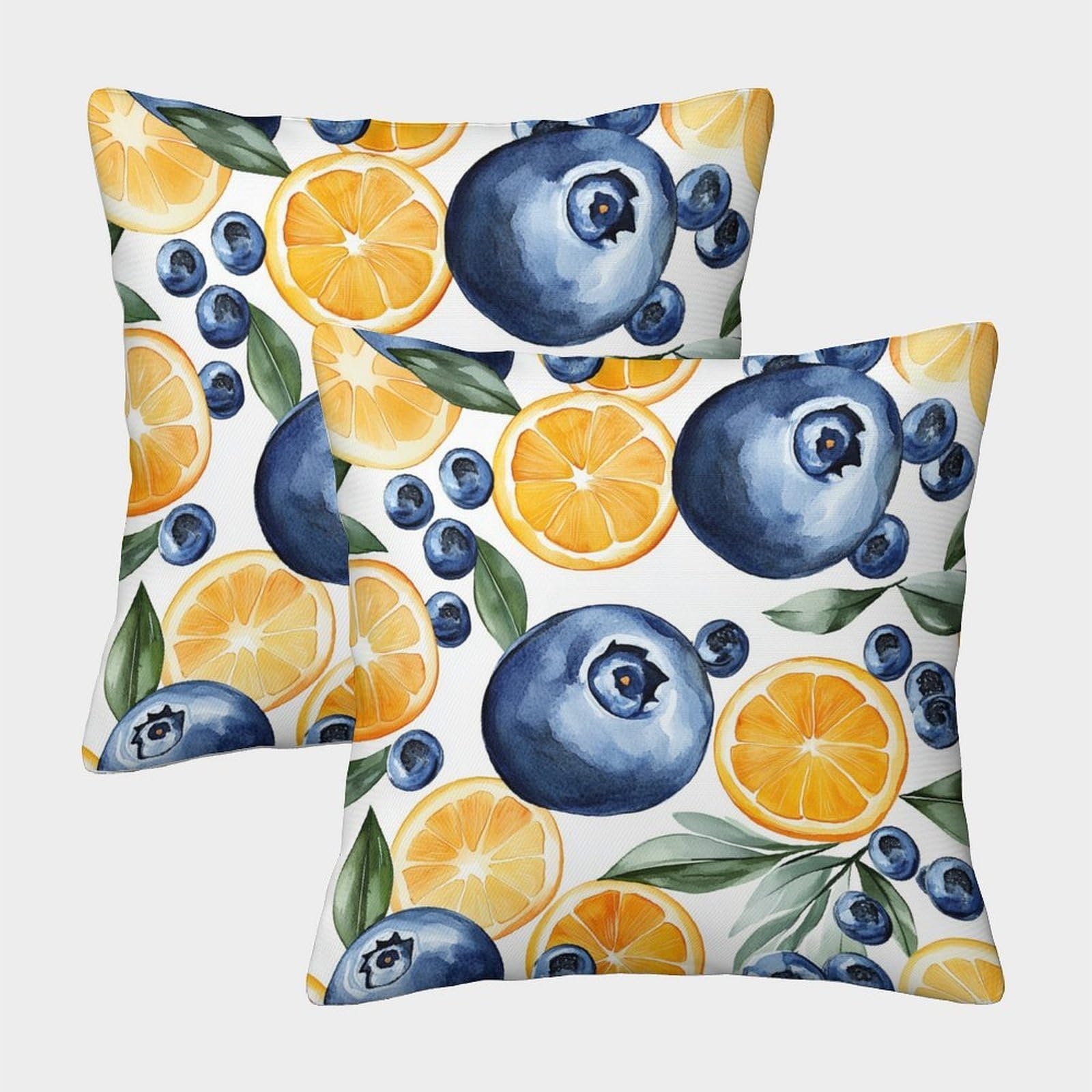 QFVANSIYO Vibrant Fruit Printed 3D Microfiber Pillowcase for Adults Bedroom Decor Lemon Blueberry Pillow Cover All Scenes 50x50cm