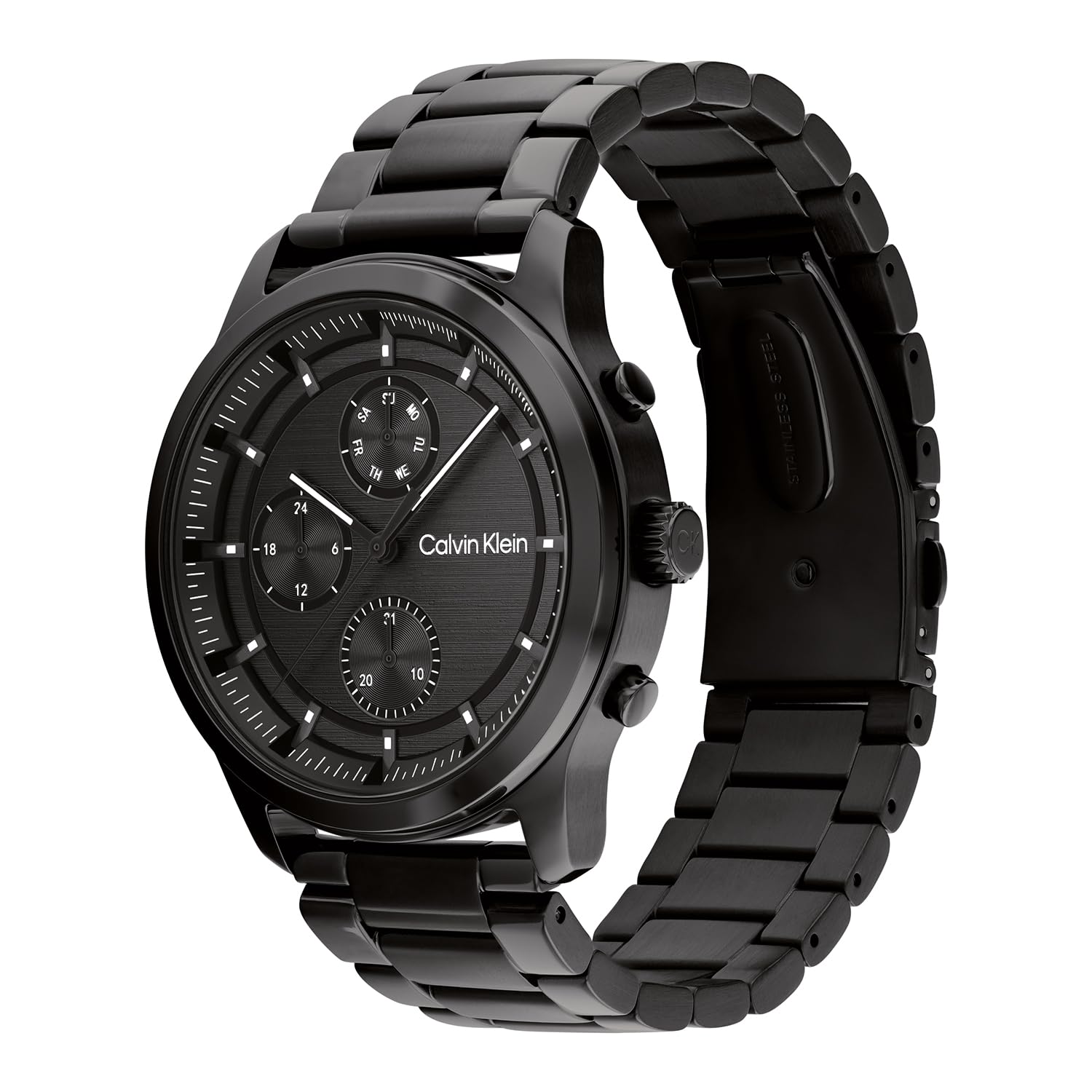 Calvin Klein Orologio analogico multifunzione al quarzo da uomo con cinturino in acciaio inossidabile o in pelle