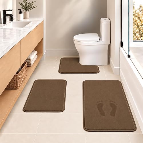 RUN HELIX Bathroom Rugs Set 3 Piece Chocolate