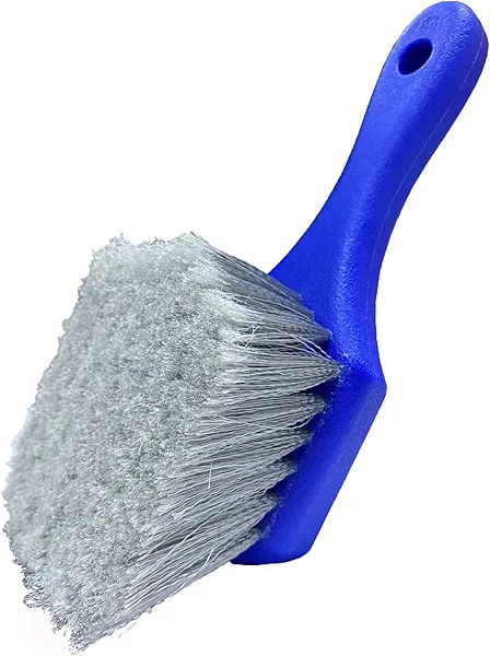 LUCKLYJONE Wheel & Tire Brush for Car Rim, Soft Bristle Car Wash Brush, Cleans Tires & Releases Dirt and Road Grime, Short Handle for Easy Scrubbing Blue