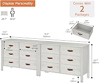 Vista 2 de WAMPAT Soporte de TV blanco para tocador, centro de entretenimiento de madera con 12 cajones, mesa consola de TV 2 en 1 para TV de 80 pulgadas