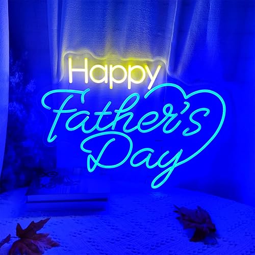 Miniatura 2 de Letrero de neón con texto en inglés Happy Father's Day para decoración de pared, letrero LED para el Día del Padre, regalo para papá para decoración