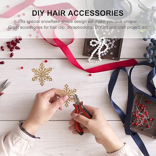 Miniatura 7 de EXCEART 30 parches de copo de nieve con purpurina, apliques de copo de nieve, horquillas para ropa, vestidos, plantas, sombreros, jeans, coser,