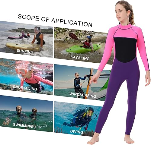 Miniatura 8 de Traje de neopreno para niños pequeños, niñas y jóvenes de 0.118 pulgadas (0.118 in), trajes de baño cortos de 0.079 pulgadas (0.079 in), trajes de