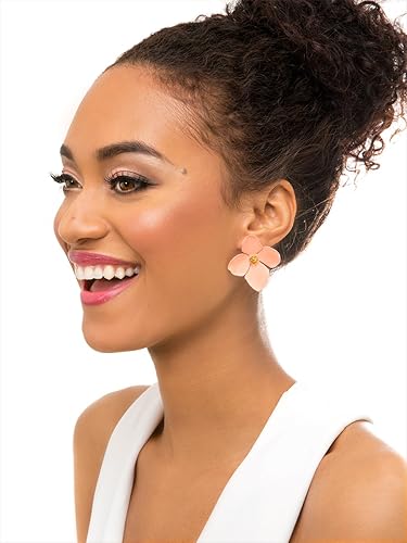 Miniatura 3 de ZENZII Aretes con pétalos de flor y broqueles en color dorado al centro, para mujer.