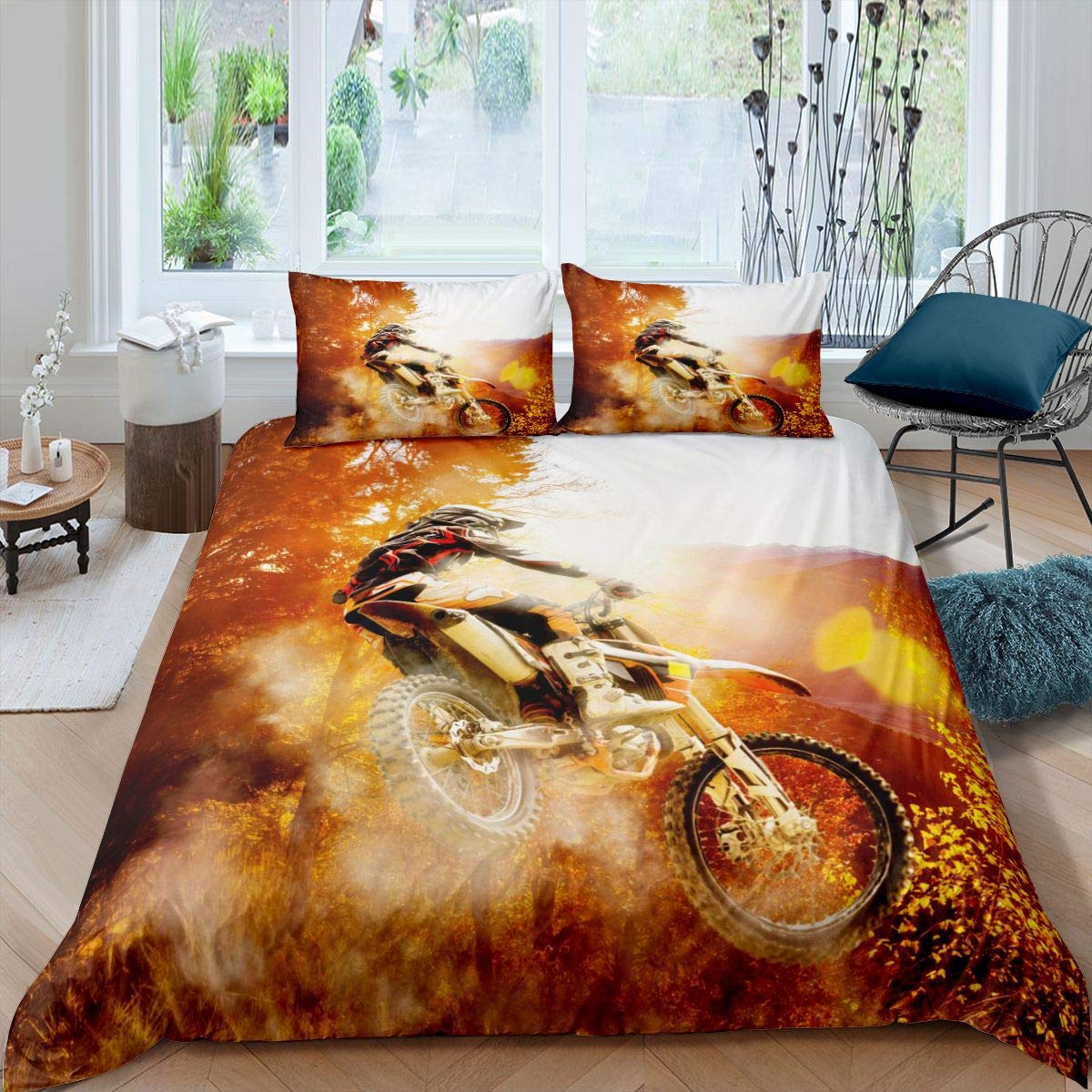 Housse de couette motocross pour lit enfant King S décoration
