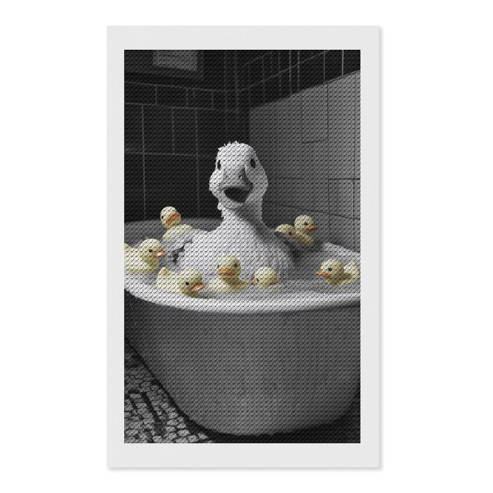 Junmoney Duck Bath Time Diamond Painting Canvas Set 12"x20", Satisfying Creative Project, Easy to Follow Symbols, Fun Craft Experience