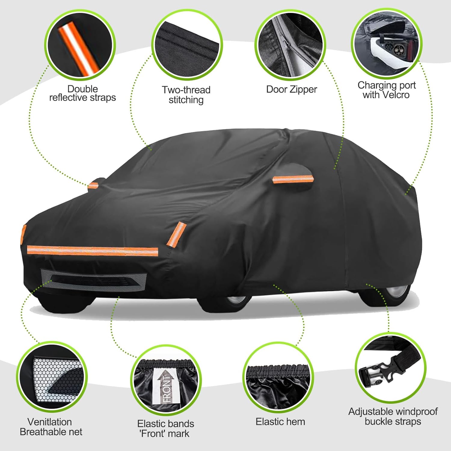 Waterproof Car Cover HAYCOVER for Tesla Model Y Car Cover 2020-2026, Waterproof All-Weather Custom Fit with Zipper Door & Charge Port Opening, UV Resistant Windproof Snowproof Cover for Outdoor/Indoor