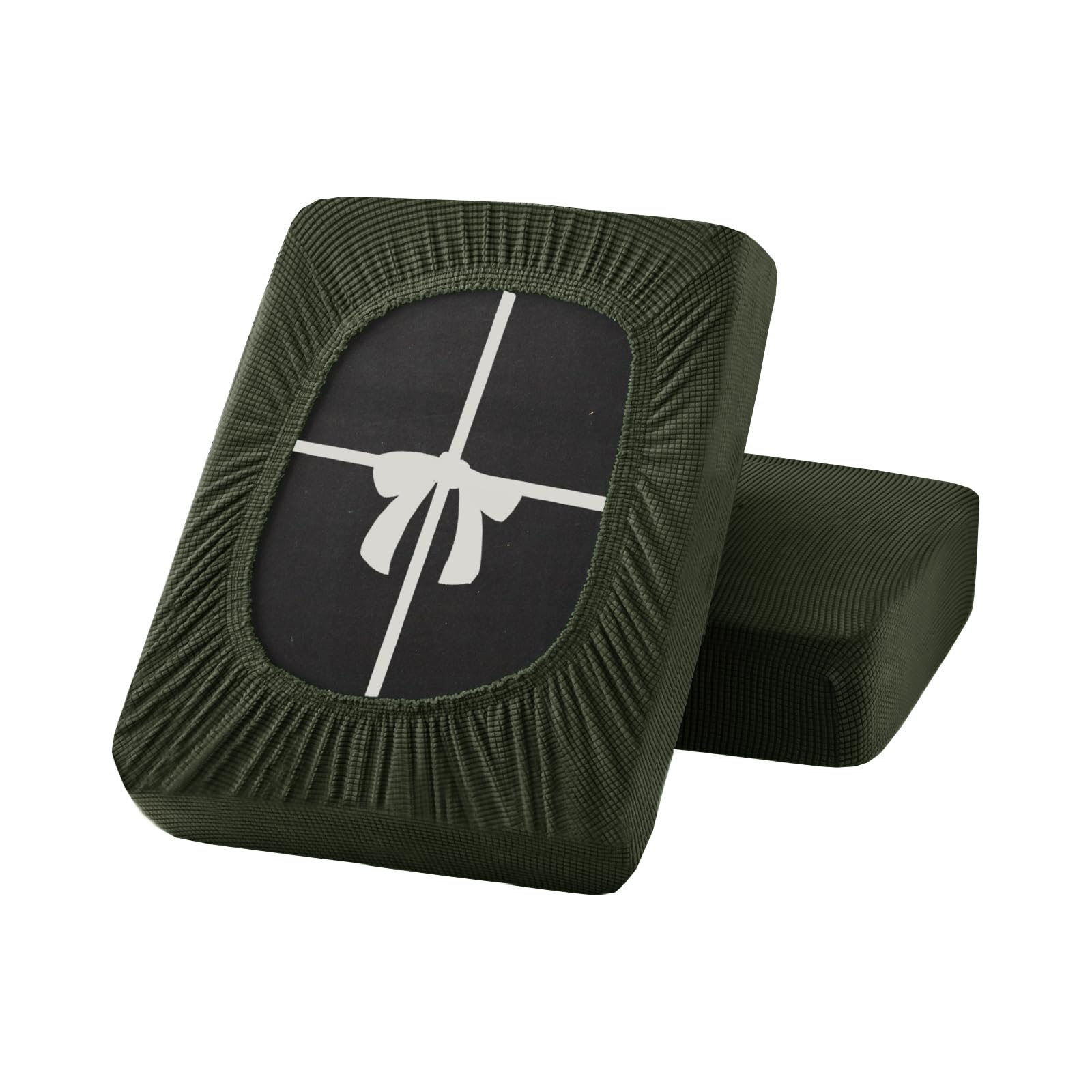 LZYLZH Stretch Sofa Seat Cushion Cover, Removable Sofa Cushion Cover with Ties, Sofa/Couch/Settee Covers Furniture Protector Replacement (Army-Green,W