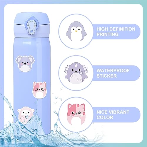 Miniatura 4 de simarro Paquete de 100 calcomanías bonitas, calcomanías de animales de dibujos animados para niños, calcomanías estéticas impermeables de vinilo,