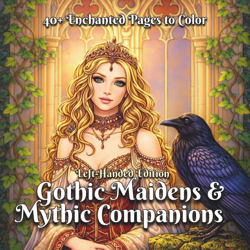 Gothic Maidens & Mythic Companions Left-Handed Edition: A Dark Romantic Coloring Book of Fantasy Women, Quiet Strength, and Enchanted Companions (Enchanted Figures)