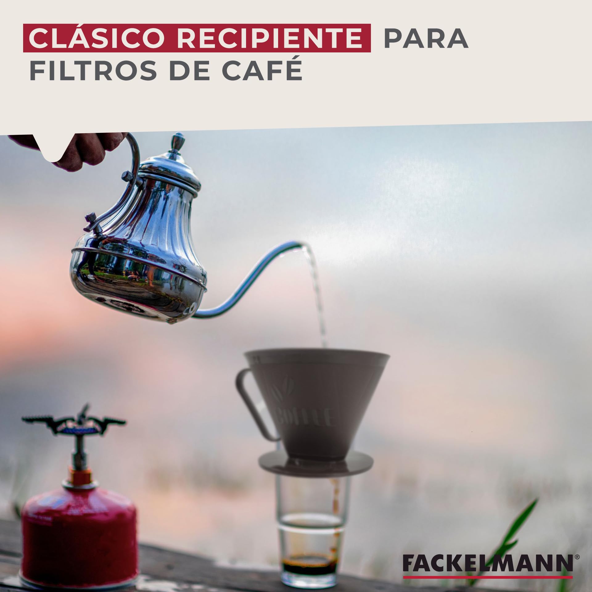 Fackelmann Filtro de Café Permanente, No. 4, Portafiltro, Filtro de Café para hasta 4 tazas, Filtro Reutilizable de Plástico, Marrón, 1 unidad