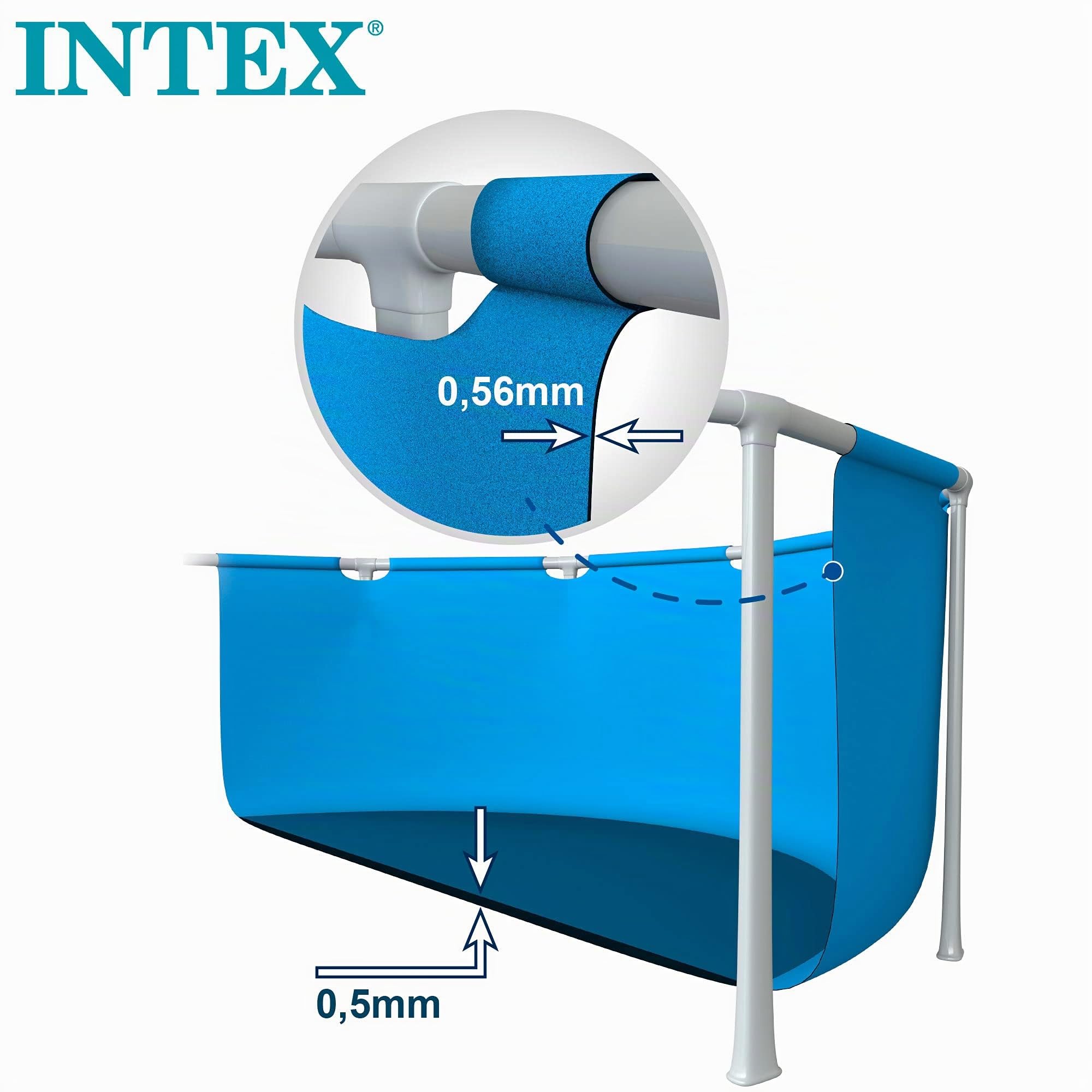 Intex 28270Np Small Frame Piscina Desmontable, 220 X 150 X 60 Cm, 1.662 litros + 28038 Cobertor Piscina Rectangular Prisma/Small Frame 300 X 200 Cm