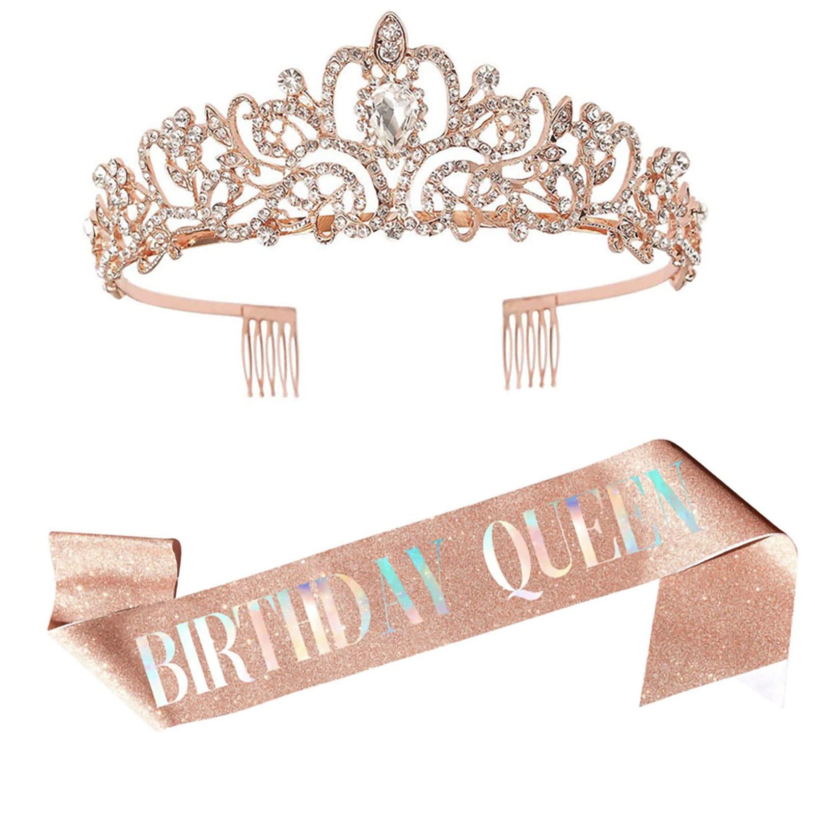 Goldene Schärpe & Diadem Set – Für 21. Geburtstag, Party-Deko & Kuchendekoration