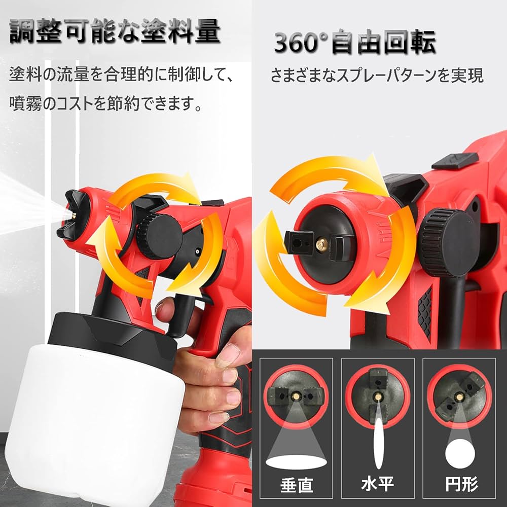 電動スプレーガン 塗装ガン小型 1000mlコードレス電動塗装機21Vバッテリー Amazon | Soggloo 電動スプレーガン コードレス 充電式スプレー