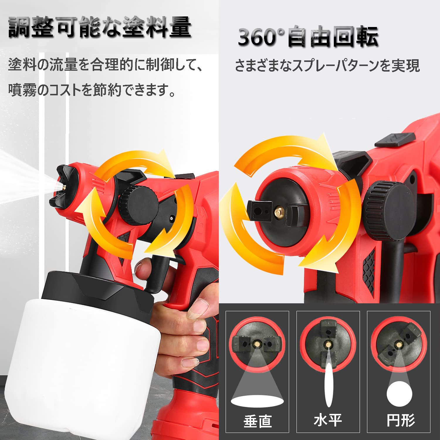 Amazon | 電動スプレーガン 塗装ガン 2.0Ah バッテリー1本 小型 800ml