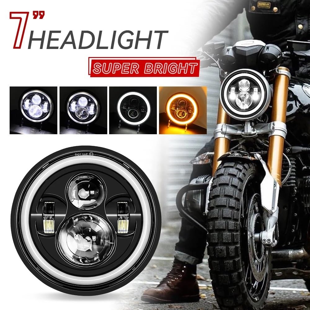 Fari Fendinebbia Lampada da 7 pollici per fari LED per | Lampada da 7 pollici per fari LED per motociclette Hi/Lo Beam per Road King per Jk Halo Angel Ey