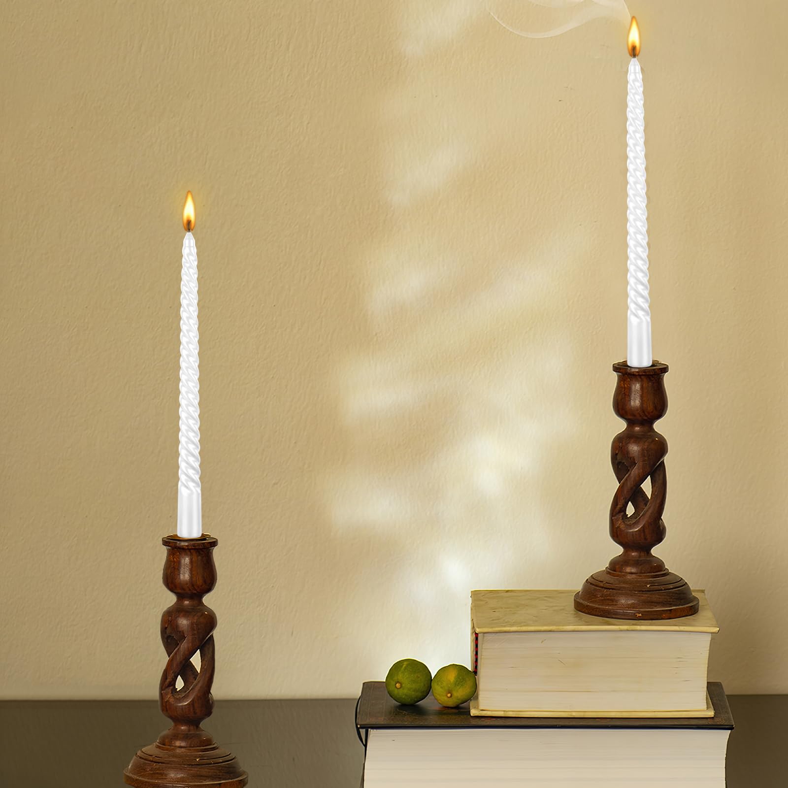 10 inch Taper Candles Set of 4 Tapered Candle, Tall Candlesticks, Smokeless,Home Dinner Candle, Party, Wedding, Halloween, Christmas Candles (10 inch, White)