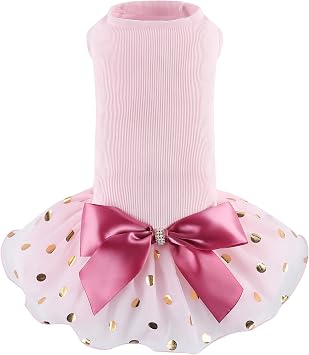 Dog Princess Dress Cute Lace Tutu Skirt, Puppy Wedding Clothes for Small Medium Dog Chihuahua PitbullsPink,X-Small