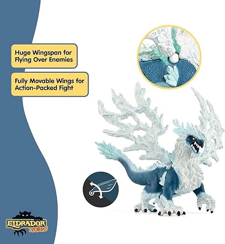 Vista 5 de Schleich Eldrador Creatures - Juguete de dragón de hielo de 8 pulgadas, figura de acción de ala móvil para niños y niñas, figuras de criaturas