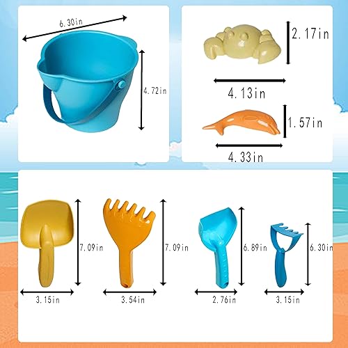 Miniatura 2 de Linteresting Lifestyle - Juego de cubo de juguetes de playa para diversión en arena y nieve, incluyendo rastrillos, palas, cubo y moldes de arena