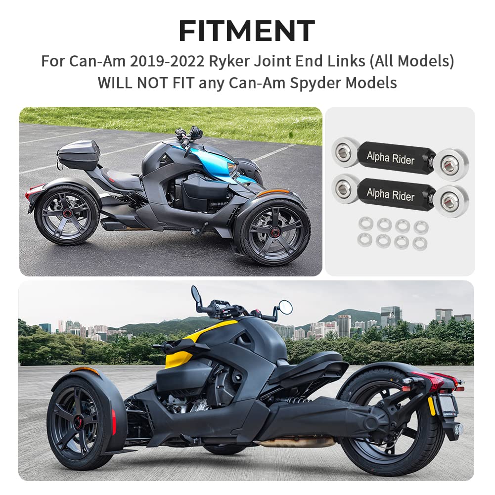 Motoparty Sway Bar End Links Kit for Can-Am Ryker Rally 2019-2025 Sport 2022-2025 All Models Upgrade Aluminum Alloy Stainless Steel Material Rod End Kit (Black)
